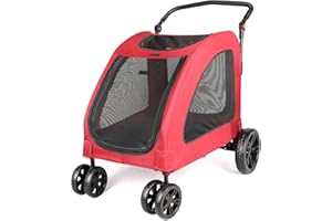 CAMPSOR Hundewagen Große Hunde bis 54kg (84.5 X 66 X 23.5 CM), Buggy für Hunde Kinderwagen Hunde Faltbar Klappbar 4 Rädern Hundewagen