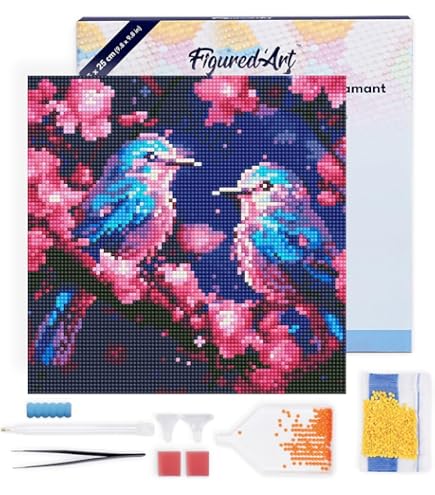 Figured'Art Mini Diamond Painting Broderie Diamant 25x25cm Avec Cadre Toile Tendue Et Perles Rondes - Entrée Fleurie - Kit Complet DIY Activité Manuelle Loisirs Créatifs Adultes