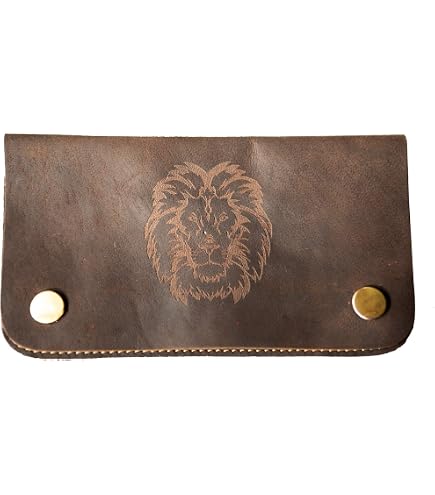 LEAS Blague à Tabac Classique En Cuir Véritable Noir Special Edition Avec Chaîne Chrome - Porte-Tabac Compact Et Élégant