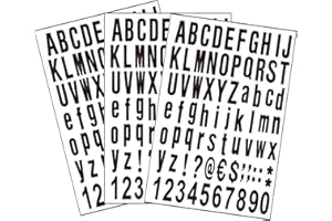 Caihinier 231Pcs 3 feuilles de vinyle lettres et chiffres autocollants, autocollants numériques pour boîtes aux lettres, fenêtres, portes, maison, adresse (blanc, 1 pouce)