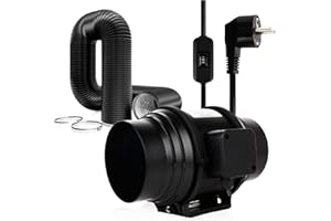 Brogachy Extractor de Aire 150mm, Ventilador de Extracción 535m³/h, con Manguera de 3m, Controlador Velocidad Dos Velocidades, extractor cocina,para Baño, Tienda de Cultivo, Hidropónicos, Garage.………