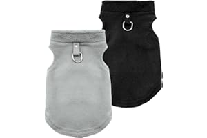 TenaLucy 2 Piezas Abrigo Perro Pequeño,Ropa Perro Pequeño Abrigo Invierno Chihuahua Cálido,con Anillo en D(Negro,Gris) XL