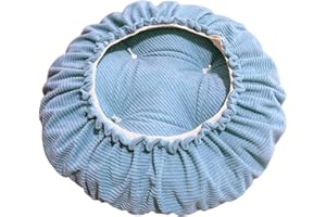 DHAEY Hocker Bezug Azurblau, Sitzkissen rund, Hockerbezug rund Stretch aus Leinen, Memory Foam Kissenbezug, Dicke 7cm, rund Bar Bezug Durchmesser 30cm