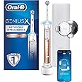 Oral-B Genius X with Artificial Intelligence Rose Gold Electric Toothbrush, 1 Toothbrush Head, 6 Modes, Gum Pressure Sensor, USB Charging Travel Case, UK 2 Pin Plug, Gift for Men/Women