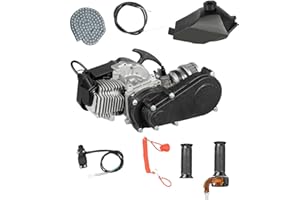 NIGORIY 49cc 2 Takt Motor, Mini Benzinmotor 14-mm-Vergaser, Pocket Bike Motor Ausgestattet mit Kraftstofftank, Einzylinder Dirt Bike Motoren Luftfilter Geeignet für Pocket Bike ATV oder Scooter