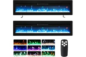 INMOZATA 102cm Electric Fire Recessed Wall Mounted Freestanding Electric Fireplace with Realistic LED Flame Effect, Adjustable Thermostat, Overheat Protection, 900W&1800W (102 cm/40 inch, Black)