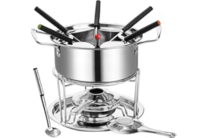 Okllen Edelstahl Fonduetopf Set mit Gabeln, Candy Melting Pot Fondue Set, Käse Fonduetopf für Schokolade, Saucen, Eis, Temperaturregelung
