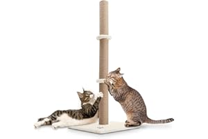 Supernic Cats Scratching Post Tall 89cm Cat Tree Cat Pet Vertical Climbing Resting Activity Tower with Soft Plush Carpet Covered Heavy Base and Sisal Pole for Kittens and Adult Cats (Beige)