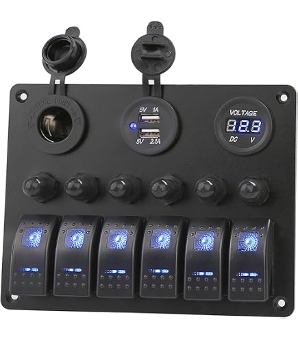 Pannello Interruttori 8 Gang KIMISS 12V/24V - Con USB E Voltmetro IP68