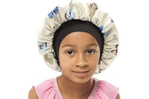 SENGTERM Casquette de Nuit en Satin pour Enfants Garçons Filles Double Couche Bonnet en Satin Bonnet de Nuit en Soie Bande élastique Bonnet en Satin Bonnet de Nuit pour Le Soin des Cheveux (2-8 Ans)