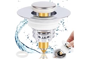 Tappo Lavandino Bagno Universale, Diealles Shine Scarico Lavabo Bagno Universale Pop Up, Tappi per Lavandino Bagno con Filtro Anti Clogging per Cucina Vasca (34-42 mm)