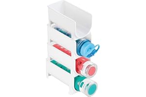 mDesign Range-Bouteilles (Lot de 4) – Porte-Bouteille empilable en Plastique sans BPA pour 1 Bouteille de vin ou Autre Boisson – étagère à Bouteilles Moderne pour 4 Bouteilles au Total – Blanc