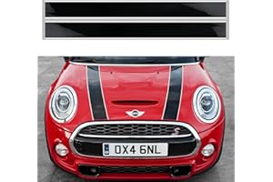 OYDDL 2 pegatinas para capó de carreras – Compatible con Mini Cooper R56 R55 R50 R53 R60 F56 F55 F54 F60 – Adhesivo universal para coche con paño y rasqueta (blanco y negro)