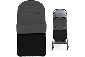 Yuanlne footmuff, Universal Baby Stroller Footmuff Fleece Lined Waterproof and Windproof with Adjustable Side Zips, Cosy Toes Fit Toddler Foot Muff for Buggy, Pushchair & Pram Footmuffs, Black