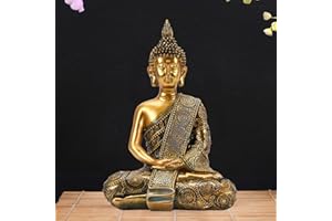Goodeco Meditating Thai Buddha Ornament figurine,Zen Garden buddha Statue sculpture-Indoor/Outdoor Decor for Home,Garden,Patio,Deck,Porch Yard Art Decoration gifts,polyresin,20cm(Gold)