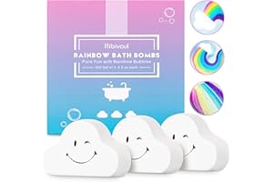 TOOLO Rainbow Bath Bombs Gift Set, Ribivaul Handmade Bath Bombs with Natural & Organic Ingredients, Vegan Fizzy Spa to Moisturize Dry Skin, Gift Kit Option for Christmas (3 Pcs)