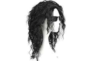 CLOCOLOR Michael Jackson Cosplay Costume Peluca de Cabello Rizado Largo Peluca Sintética Natural Mujer Hombre Niños Halloween Club Disfrces de Miguel Negro