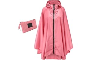 Jewlri Poncho de lluvia impermeable para mujer Poncho de lluvia con estilo Reutilizable Senderismo Ciclismo Outdoor Chaqueta de versátil con capucha