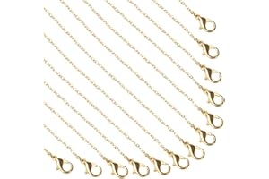 Zythrem 30 Pcs Necklace Chain 18 Inch Gold Plated Necklace Chain for Jewellery Making Bulk Necklace Chains with Lobster Claw Clasp 2 mm Thin Chains Gold Cable Chains for Necklace Making DIY Supplies