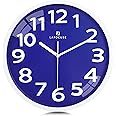 Lafocuse 12 Inch Silent 3D Numbers Navy Blue Wall Clocks for Living Room, Modern Kitchen Wall Clock Battery Operated Bedroom Home Office