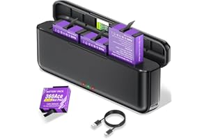 CITYORK Caricatore a 3 slot e 2 batterie da 2400 mAh, compatibile con Insta360 Ace/Ace Pro/Ace Pro 2, batteria di ricambio per Insta360 Ace/Ace Pro, con indicatore LED e cavo USB