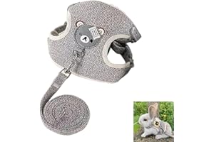zingking 27-35 cm, 1.20 m Adjustable Rabbit Lead, Rabbit Accessories, Cat Harness Set with Lead, Pet Harness and Lead for Bunny, Cat, Little Pet Walking