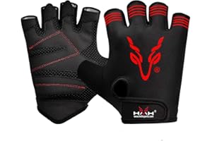 HMH Sports Weight Lifting Gloves Breathable with Padded Anti Slip Palm Protection Fingerless Gym Gloves for Training, Body Building Fitness, Workout and Powerlifting
