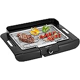 Clatronic® Barbecue-Tischgrill | Elektrogrill | ideal für Balkon & Küche | 35 x 24 cm Grillfläche | Elektro Grill mit Windsch