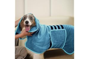 HezzLuv Peignoir pour chien en microfibre ultra absorbant - Pour séchage rapide - Serviette douce à double couche pour chiots et adultes - Animaux domestiques et chats