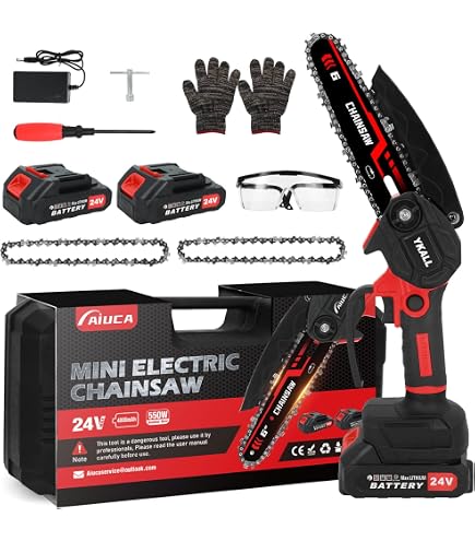 Mini Chainsaw Cordless - DECERK Brushless 6 Inch Electric Chain Saw, Portable Left Handheld Chainsaw Battery Powered For Tree, Branch, Wood, Best Gift Saw Tools For Household & Garden, Men