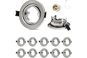 GeyouLux Marco Foco Empotrable GU10,10 Pack LED Marco Ojos de Buey Techo Níquel Incl. Portalámparas GU10,Focos Interior Techo Redondo Orificios de montaje ø68mm,Para Lámparas de LED O Halógena