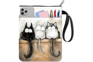 CRASPIRE Copertina per Libro con Gatti Custodia per Libro con Animali in Tessuto Lavabile e Impermeabile con Animali Domestici Copertina Morbida con Cerniera e Tasca Extra per Lettori di Libri