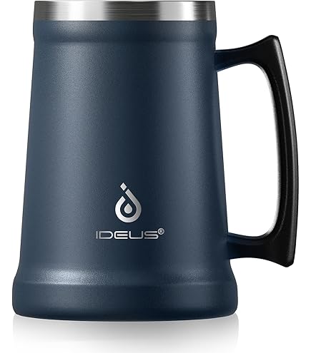 OSTENTO Bierkrug Aus Eiche - Handgefertigter 0,5L Holzbecher Mit Edelstahleinsatz