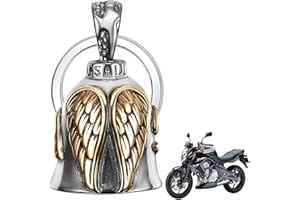 EUYKQNOI Clochette Moto Guardian Ride Bell,Guardian Bell Acier Inoxydable Argent,Acier Inoxydable Moto en Forme d'ange Gardien à Suspendre,Angel Biker Guardian Gremlin Bell,clochette moto porte bonheu