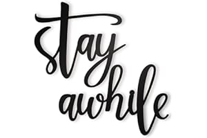 Vivegate Stay Awhile Metal Wall Art Sign - Black Stay Awhile Wall signs for Home Wall Decor Entryway Wall Decor (size - 44.5X28 cm)