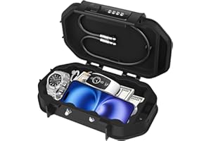 [Wodoodporność IP68] Diyife Przenośny Sejf, Mini sejf, Odłączane Kable, Podwójne Zamknięcie Odporne na Przecięcie i Uderzenia, Silikonowa Wyściółka, do Użytku na Plaży, Kempingu, w biurze, Samochodzie