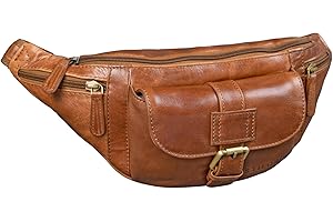 STILORD 'Sam' Vintage Sac Banane Cuir pour Hommes Femmes Sac de Ceinture pour Voyage Festival Sport Poche Ventrale en véritable Cuir de Buffle, Couleur:Cognac - Brillant