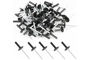 Jecdfs Zestaw 50 aluminiowych nitów zrywalnych, antracytowe, 4 mm x 20 mm, odporne na korozję i trwałe, do budownictwa, samochodów i mebli, czarne