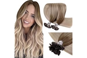 ‎LAAVOO LaaVoo Extensions Echthaar Bondings Blond Ombre U Tip Extension Echthaar Balayage Braun Blond Keratin Bonding Extensions Echthaar Pre Bonded 1g/s 50g 50Stück #8/18/60 50cm