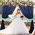 MODFUNS Chiffon Backdrop Curtains Navy Blue Sheer Fabric Drapes 2 Panels 29x120 Inch Chiffon Curtains for Wedding Tulle Arch Draping Fabric Sheer Ceiling Drapes Wedding Arch Scarf Curtains Party Decor