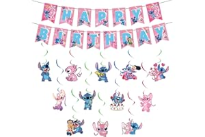 Chukua Birthday Party Decoration Banner Girls Happy Birthday Banner Decoration Bunting Garland and Hanging Swirls Decoration for Theme Kids Birthday Party Supplies Decorations