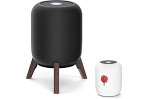Dinghosen Soporte de madera de mesa para altavoz HomePod de 2ª generación con cubierta a prueba de polvo, soporte de altavoz de escritorio de madera antideslizante compatible con Homepod 2 soporte de
