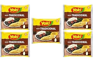 QUBROS Yoki Farofa Tradicional 400g | Traditional Cassava Crumbs 400g | Brazilian Special Flavour and Crunchiness | Ready-to-Use Cassava Flour (Seasoned Cassava Crumbs, 5 Pack)