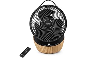 4UMOR Ventilador Silencioso de Mesa 20db, Motor DC 21W, Turbo 12 Velocidades, Oscilante 70°/85°, con Mando a Distancia, Temporizador 8h