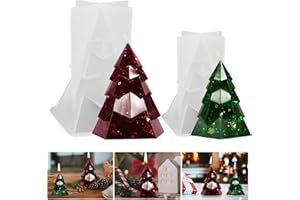Gukasxi 2 PCS Christmas Tree Candle Moulds, 3D Christmas Tree Silicone Moulds for Fondant Cake, Aromatherapy Candle, Chocolate, Soap, Epoxy Resin Molds for DIY Christmas Decoration (Style B)