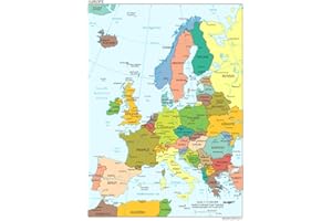 Stukk Map of Europe Wall Art Poster - A4 (210 x 297mm),white