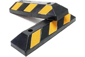 WilTec butée de Roue en Caoutchouc avec Réflecteurs Aide au stationnement Stop Roues pour Parkings, Garages (Ensemble 2, 550x150x100mm,9.32kg)