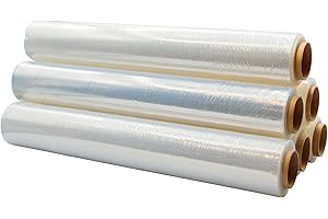 Raylu Paper - Film Transparent Emballage et de Palettisation Industriel, Rouleaux de Film Étirable Plastique Résistant à Haute Élasticité pour les Déménagements et Expéditions (Transparent, 6 Unités)