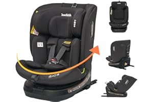 Jovikids Siege Auto, i-Size 40-150 cm, ISOFIX pour Groupe 0/1/2/3, Bébé de 0-12 ans, 0 à 36 kg Environ, ECE R129, 360° pivotant, 12 Positions d'Appui-tête, Top Tether, Siège Auto （Noir）