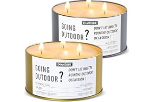 ‎KWANITHINK KWANITHINK Citronella Candle, 2 x 14 oz x 75 h Citronella Candles, Citronella Candle Outdoor Large, Lemongrass Candle Set for Garden, Camping, Indoor, Barbecue, Picnics, Summer Gift